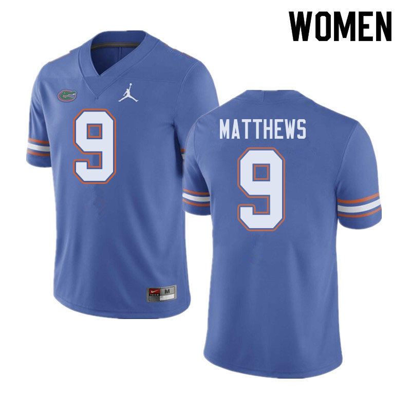 Jordan Brand Women #9 Luke Matthews Florida Gators College Football Jerseys Sale-Blue